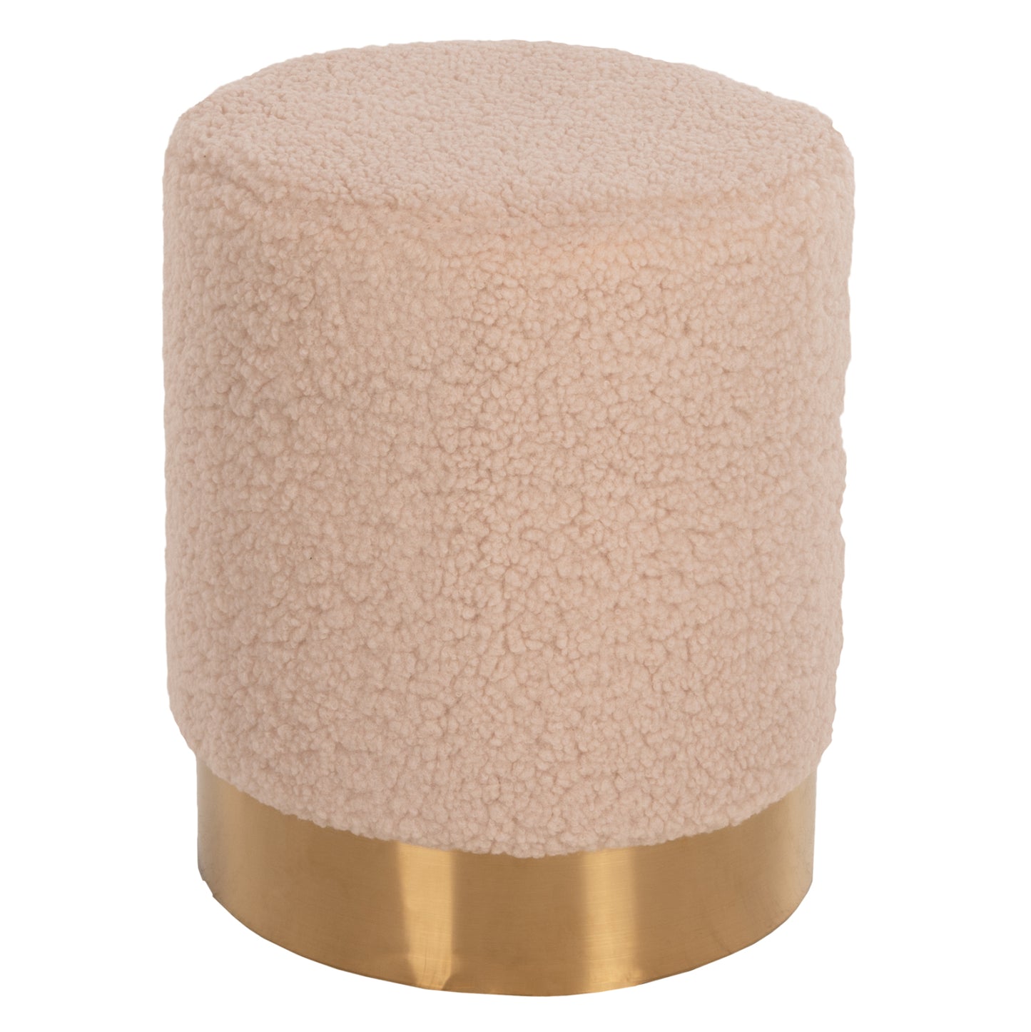 STOOL LEVY HM8408.20 BOUCLE FABRIC ECRU-GOLD BASE Φ35x42Hcm.