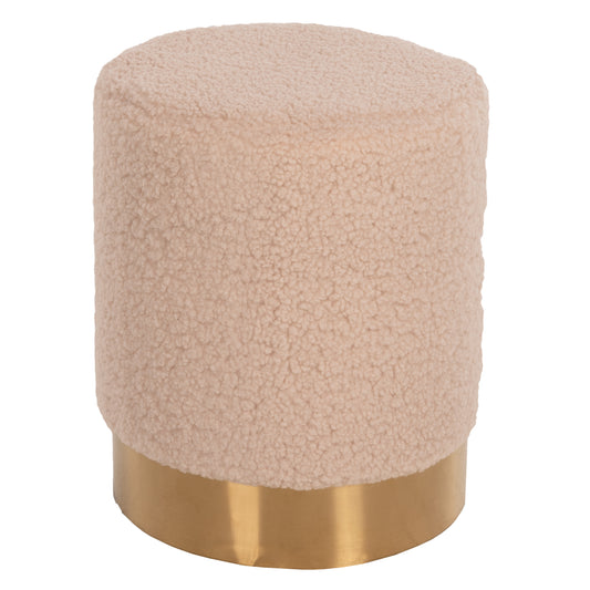 STOOL LEVY HM8408.20 BOUCLE FABRIC ECRU-GOLD BASE Φ35x42Hcm.