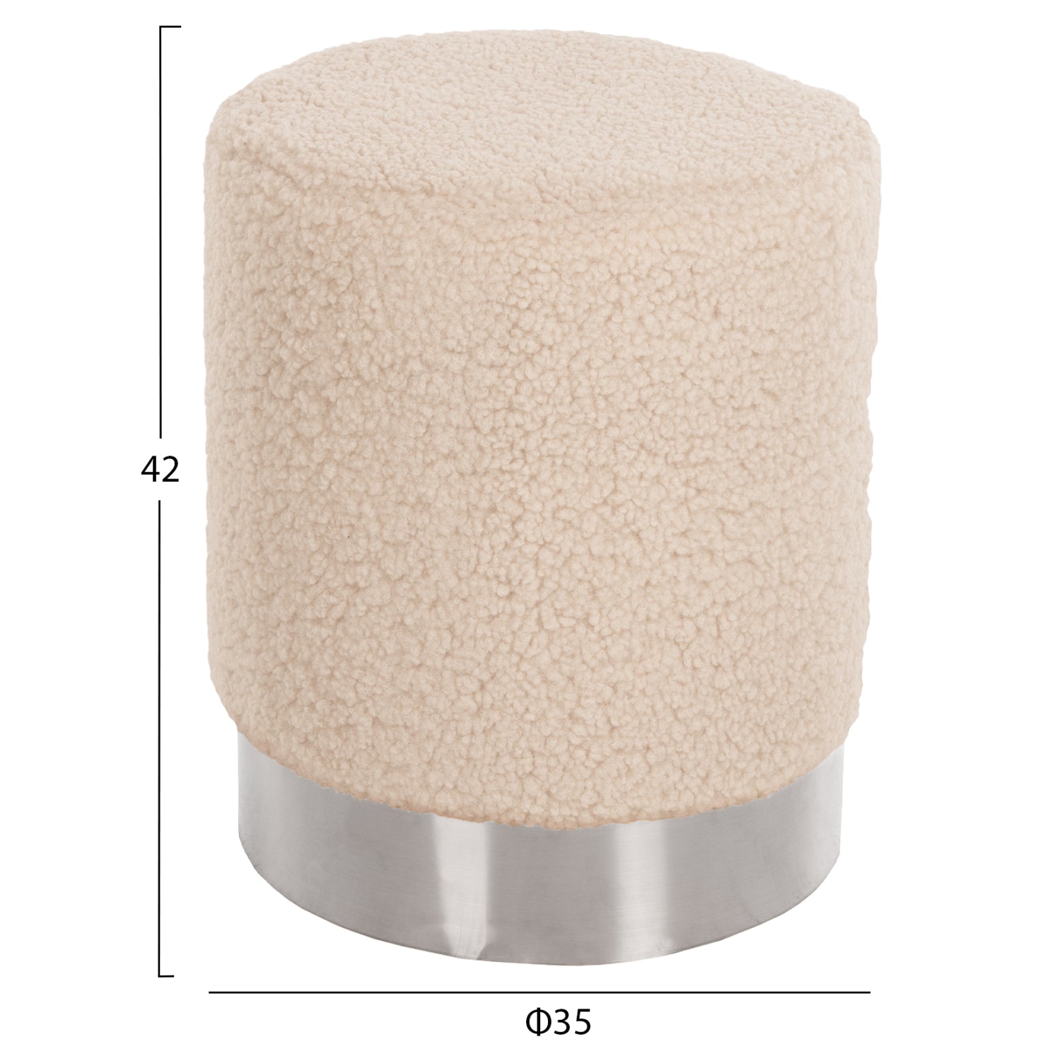 STOOL LEVY HM8408.23 BOUCLE FABRIC WHITE-SILVER BASE Φ35x42Hcm.