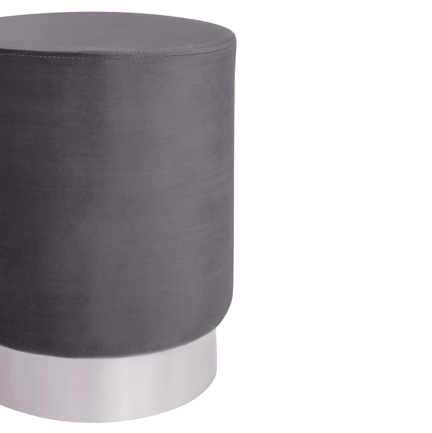 Velvet stool Levy HM8408.01 grey with silver base ''35x43cm