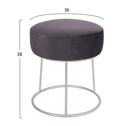 Stool Karlo HM8411.01 Grey with Silver Base ''36x38 cm