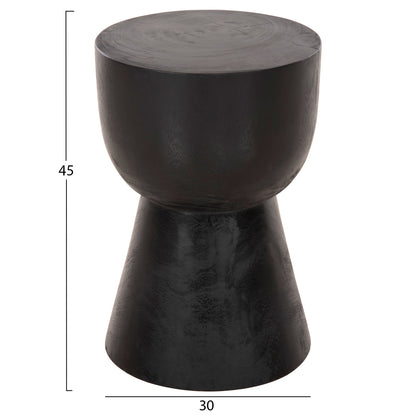 ROUND STOOL MAMBA HM9901.02 SOLID SUAR WOOD IN BLACK COLOR Φ30x45H cm.
