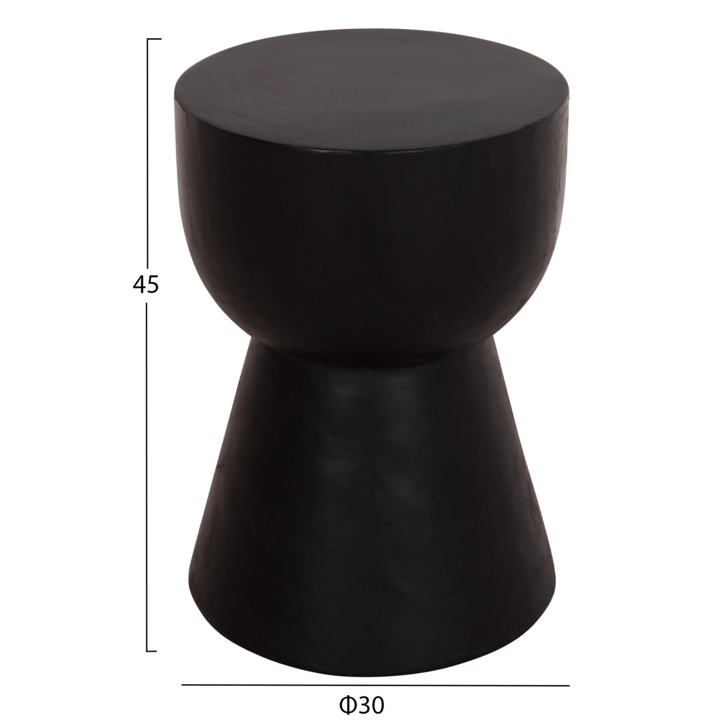 ROUND STOOL MAMBA HM9901.12 SOLID SUAR WOOD IN BLACK COLOR Φ30x45Hcm.