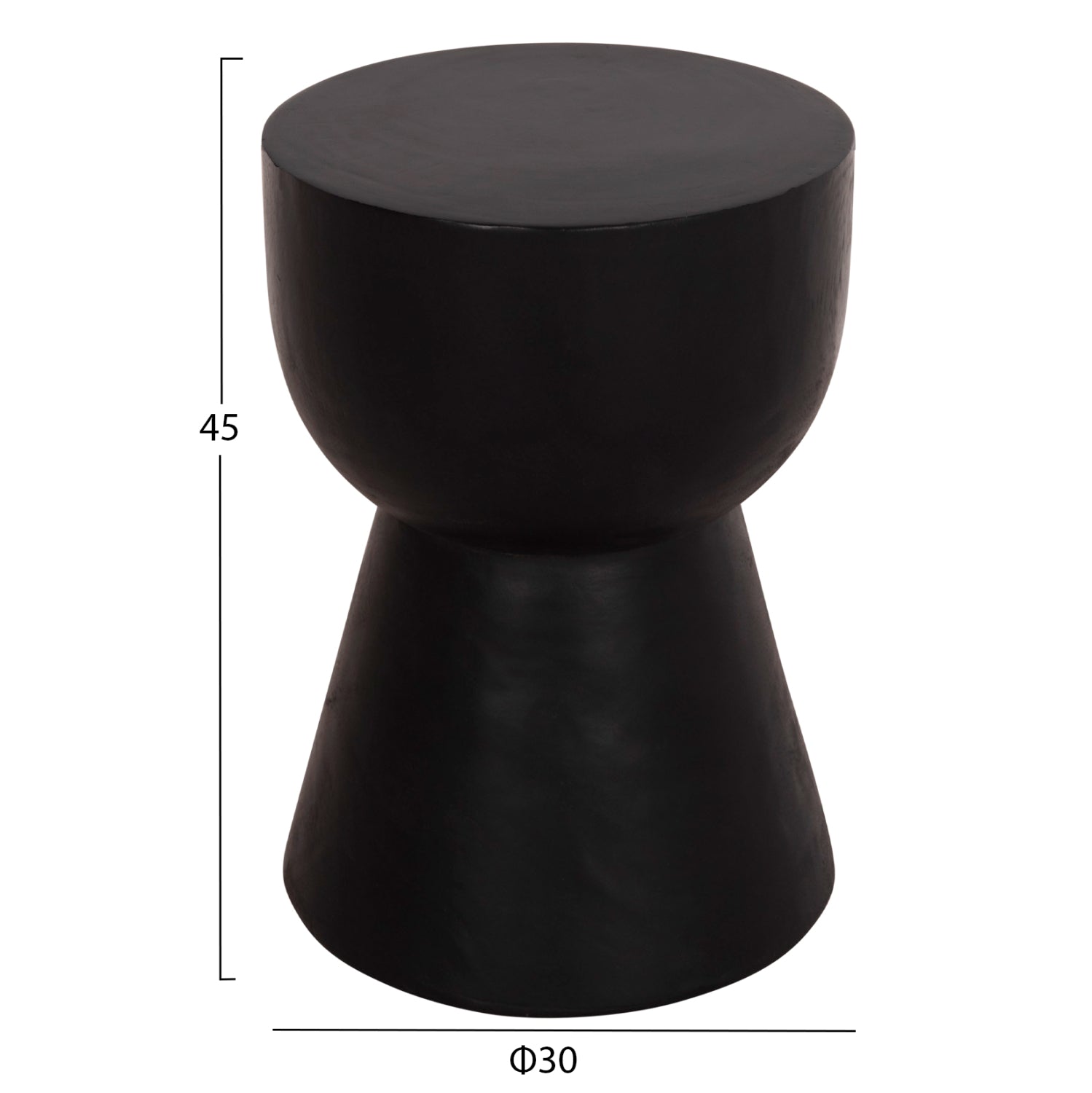 ROUND STOOL MAMBA HM9901.12 SOLID SUAR WOOD IN BLACK COLOR Φ30x45Hcm.