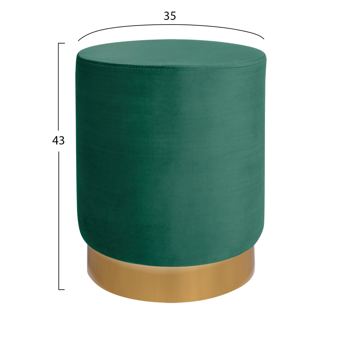 Velvet stool Levy HM8408.03 in blue color with gold base ''35x43cm