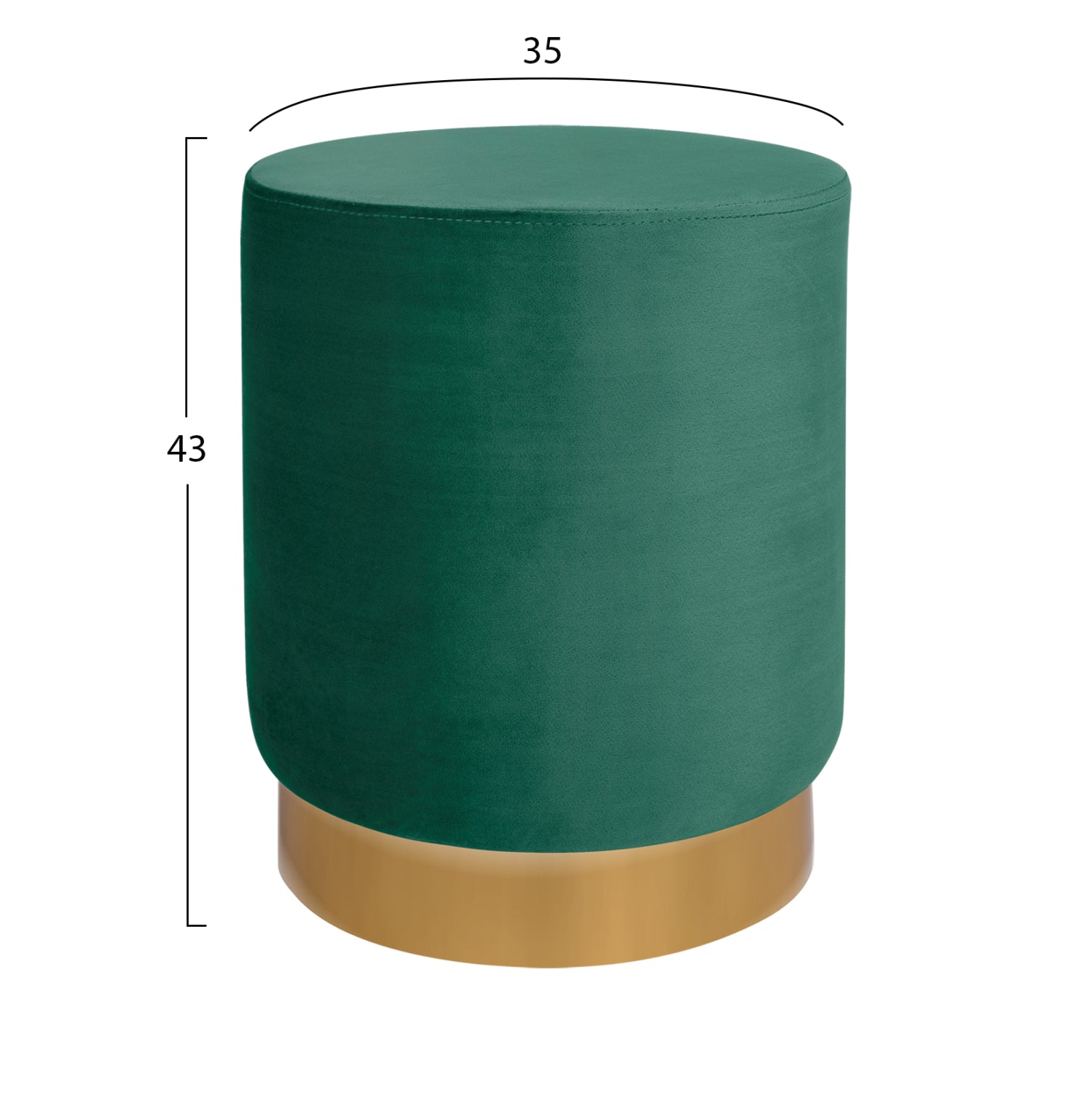 Velvet stool Levy HM8408.03 in blue color with gold base ''35x43cm