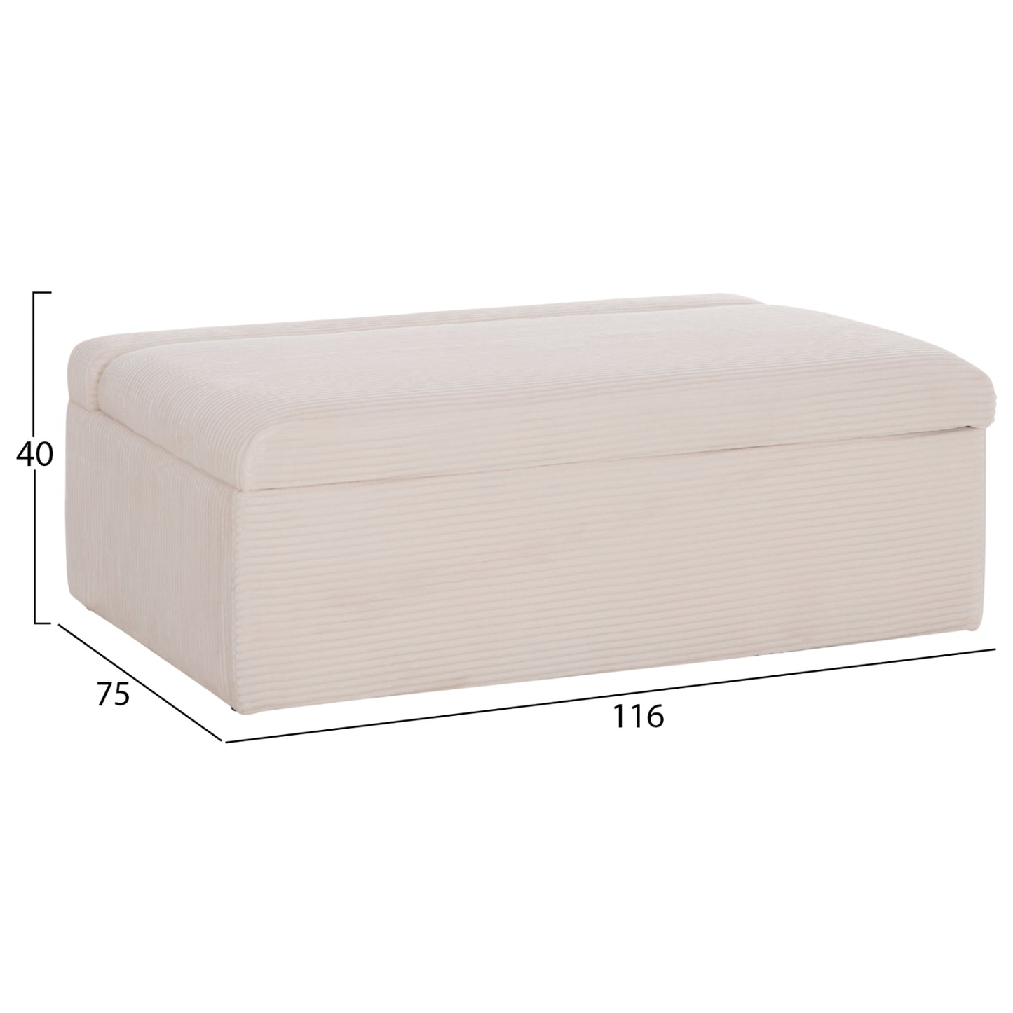 STOOL WITH FOLDING BUNK BED & MATTRESS INGE HM3343.42 BEIGE CORDUROY FABRIC 118x74x42Hcm.