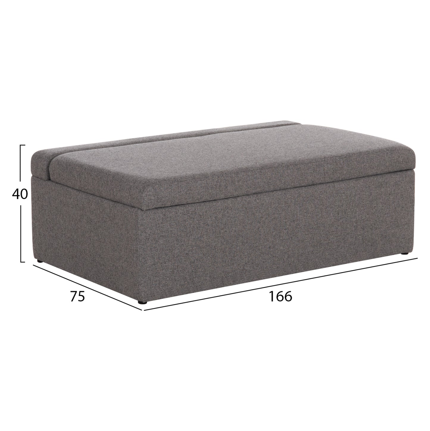 STOOL WITH FOLDING BUNK BED & MATTRESS INGE HM3343.01 GREY FABRIC 166x75x40Hcm.
