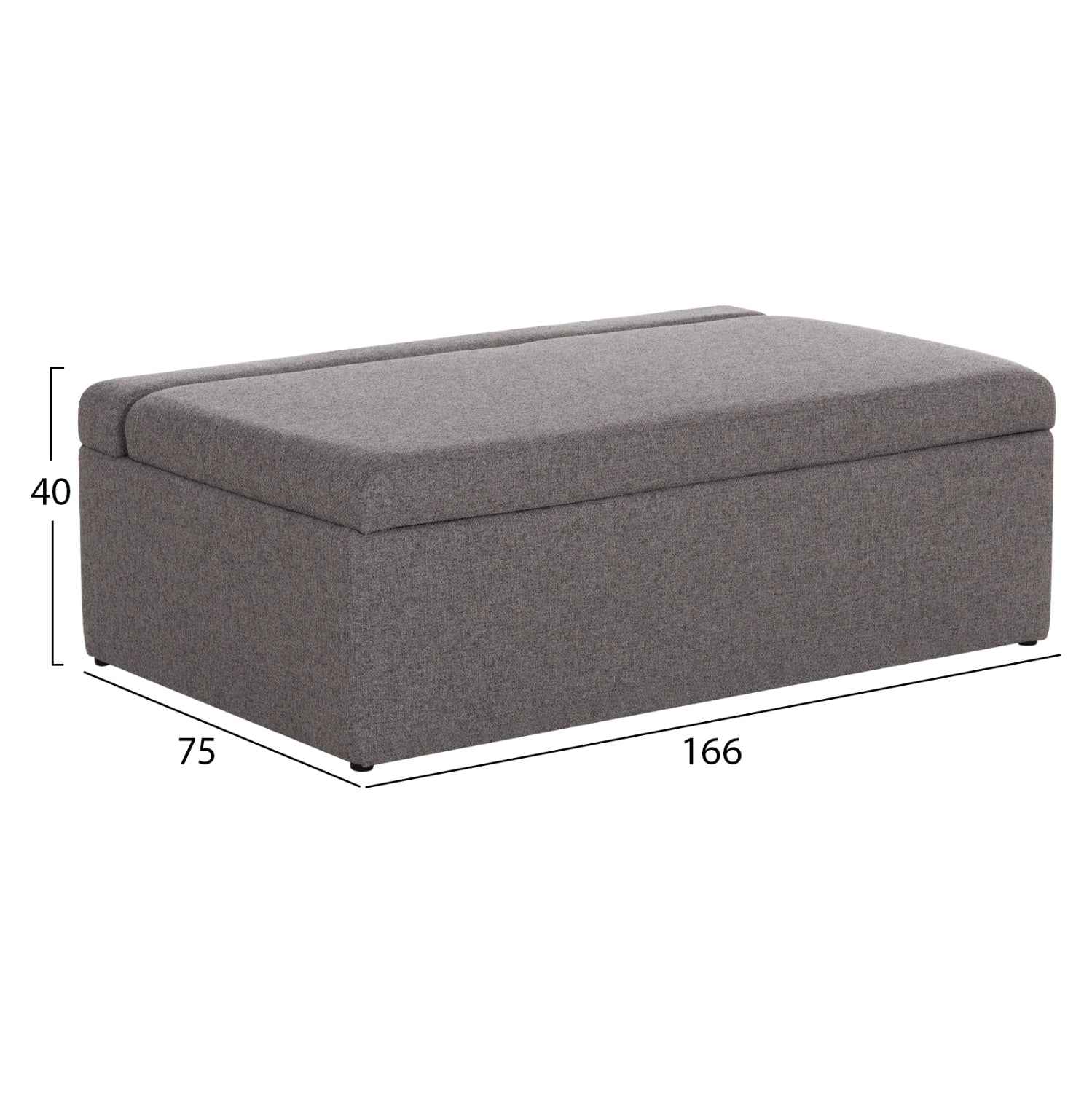 STOOL WITH FOLDING BUNK BED & MATTRESS INGE HM3343.01 GREY FABRIC 166x75x40Hcm.