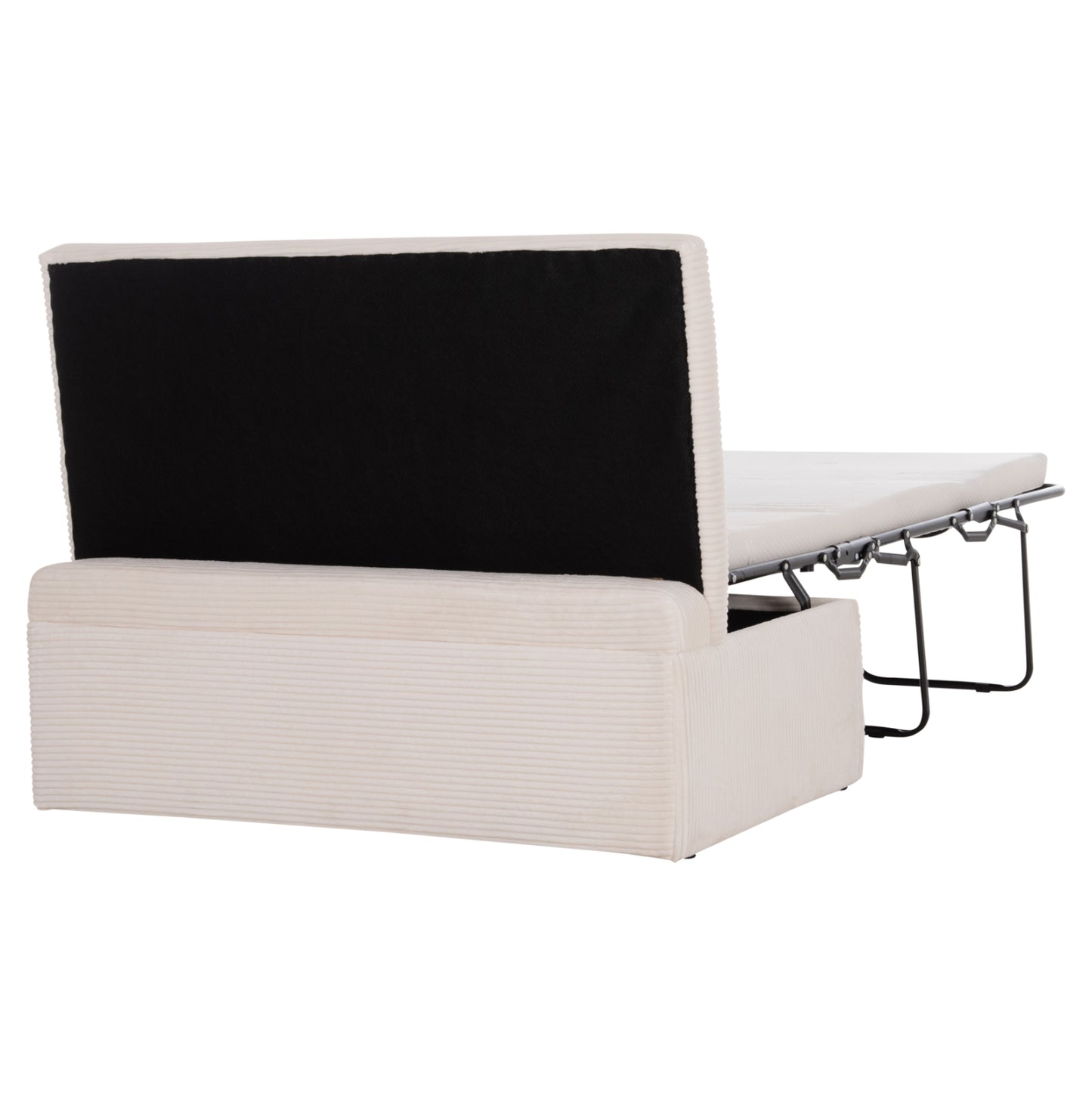 STOOL WITH FOLDING BUNK BED & MATTRESS INGE HM3343.42 BEIGE CORDUROY FABRIC 118x74x42Hcm.