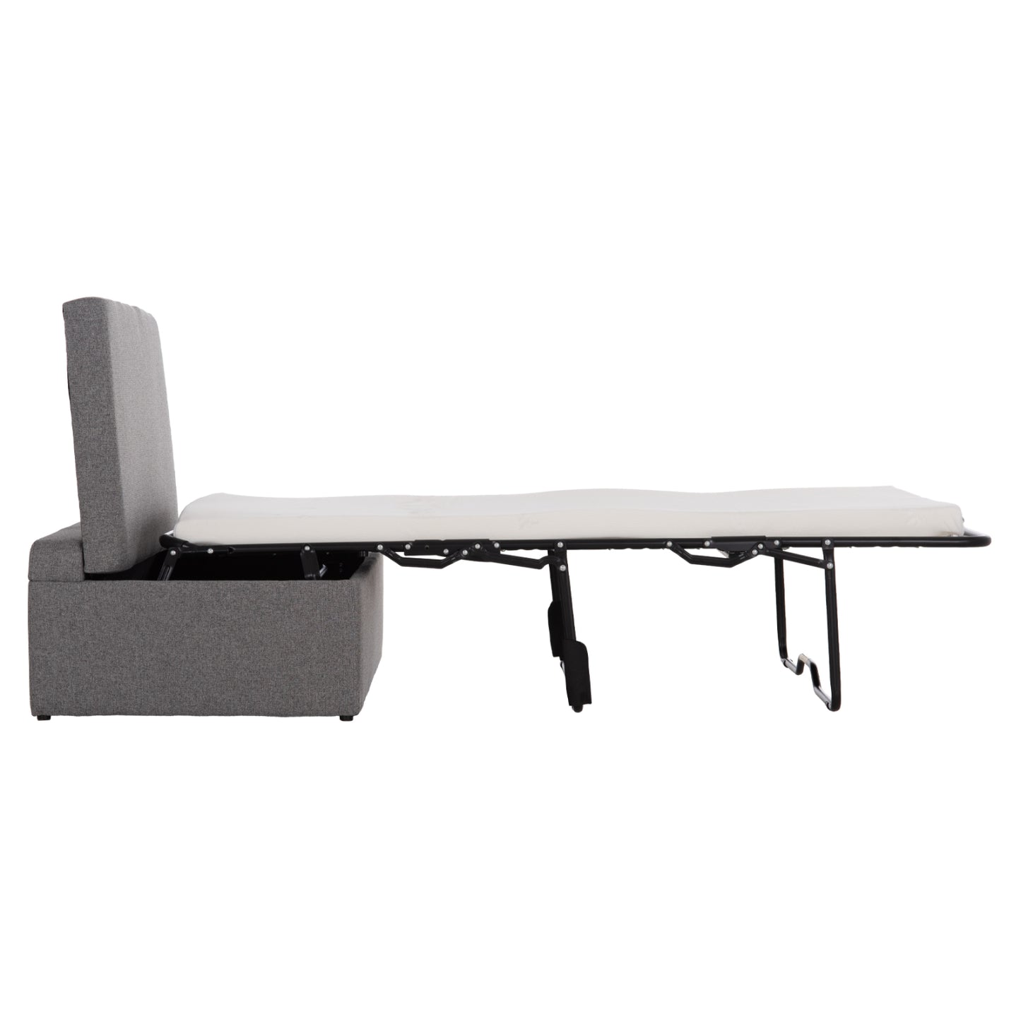 STOOL WITH FOLDING BUNK BED & MATTRESS INGE HM3343.01 GREY FABRIC 166x75x40Hcm.