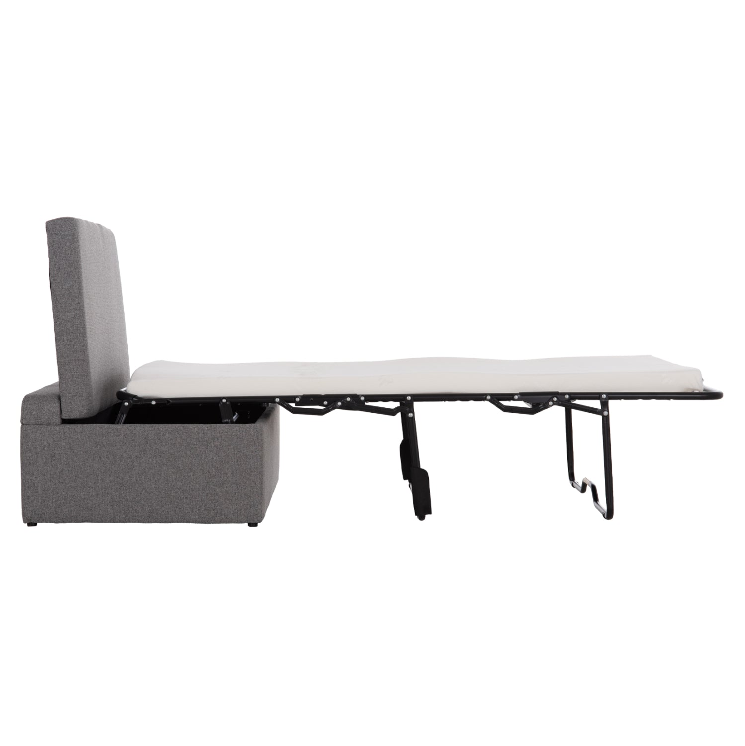 STOOL WITH FOLDING BUNK BED & MATTRESS INGE HM3343.01 GREY FABRIC 166x75x40Hcm.