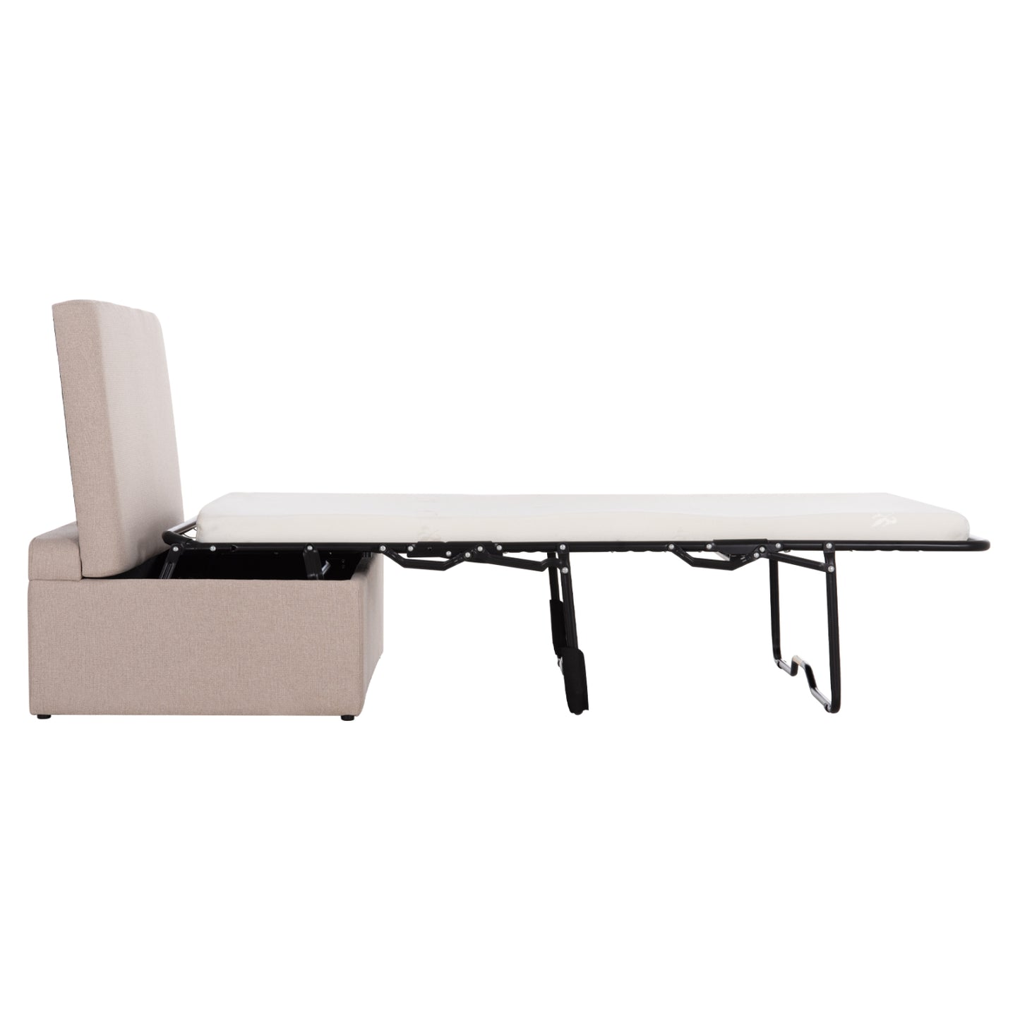 STOOL WITH FOLDING BUNK BED & MATTRESS INGE HM3343.02 BEIGE FABRIC 166x75x40Hcm.