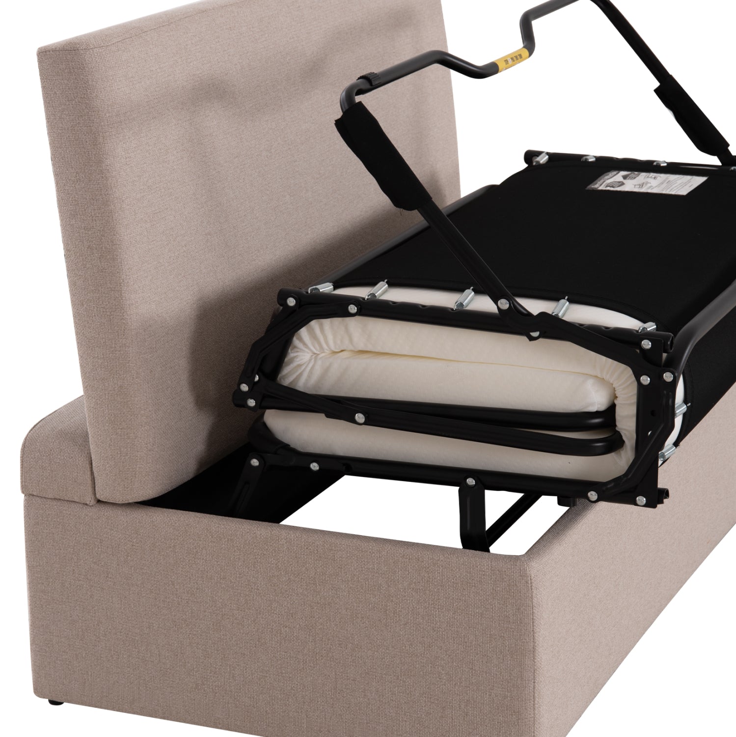 STOOL WITH FOLDING BUNK BED & MATTRESS INGE HM3343.02 BEIGE FABRIC 166x75x40Hcm.