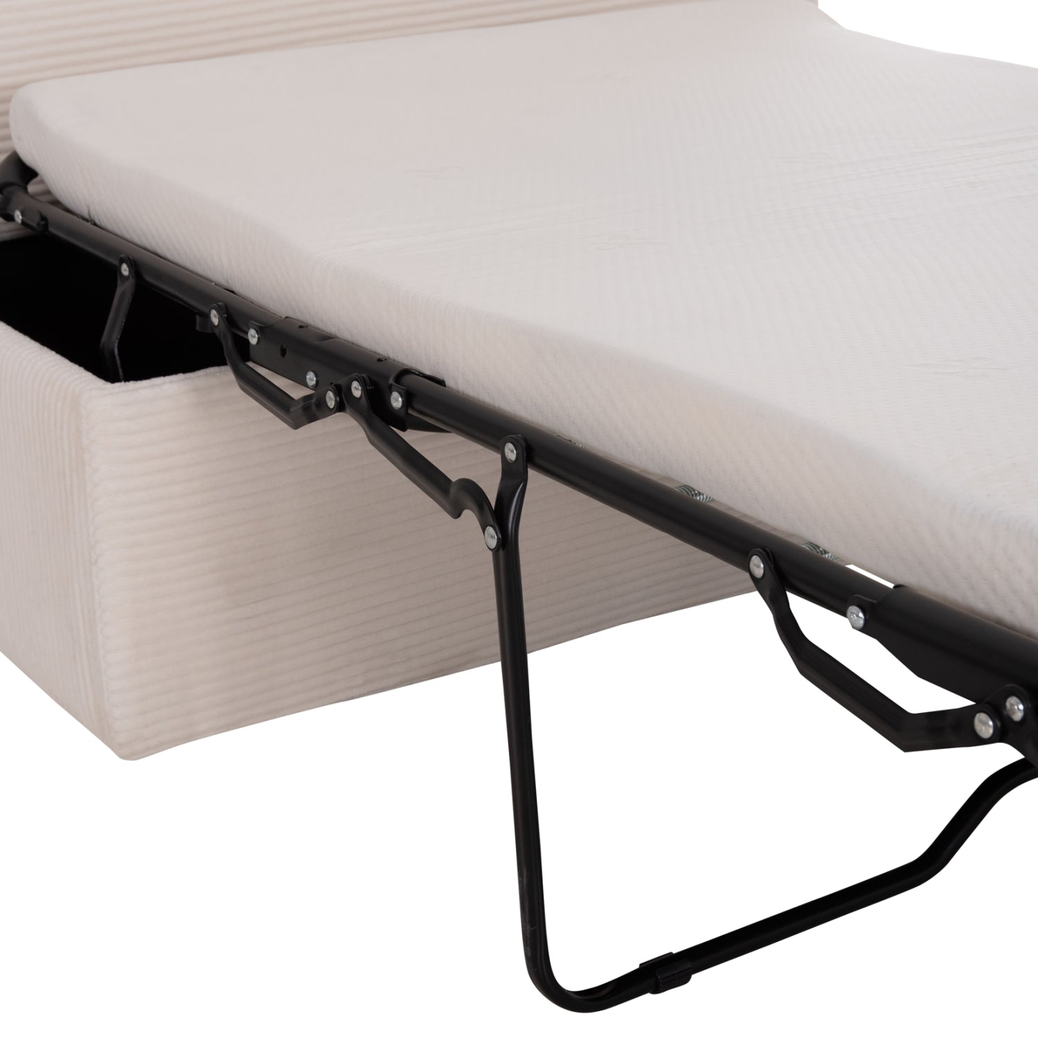 STOOL WITH FOLDING BUNK BED & MATTRESS INGE HM3343.42 BEIGE CORDUROY FABRIC 118x74x42Hcm.