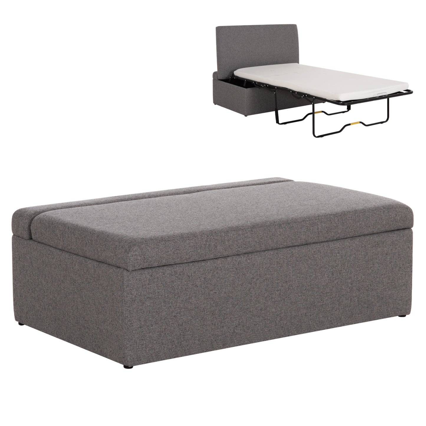 STOOL WITH FOLDING BUNK BED & MATTRESS INGE HM3343.01 GREY FABRIC 166x75x40Hcm.