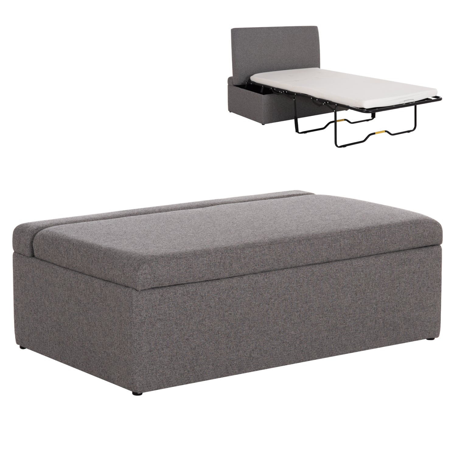 STOOL WITH FOLDING BUNK BED & MATTRESS INGE HM3343.01 GREY FABRIC 166x75x40Hcm.