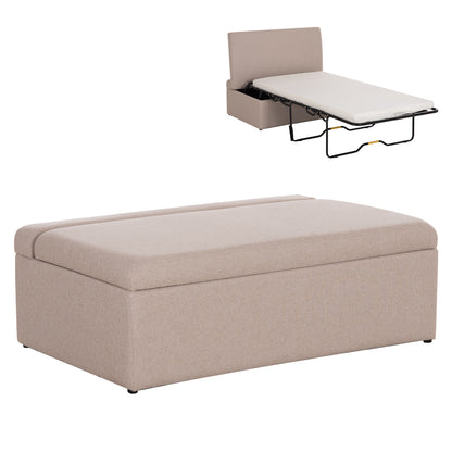 STOOL WITH FOLDING BUNK BED & MATTRESS INGE HM3343.02 BEIGE FABRIC 166x75x40Hcm.