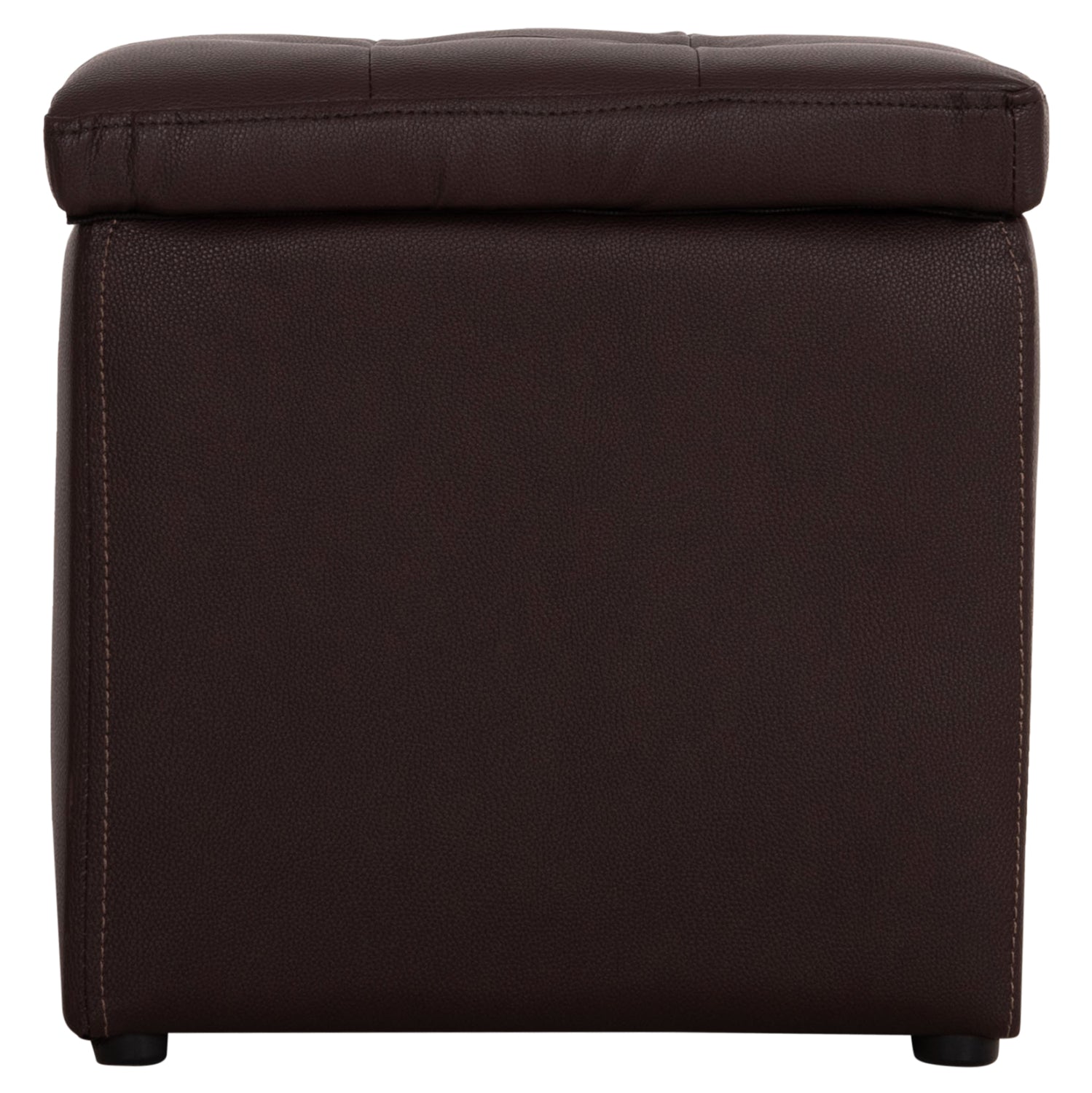 Stool PU with storage space Brown cube HM224.03--38x38x36.5Hcm