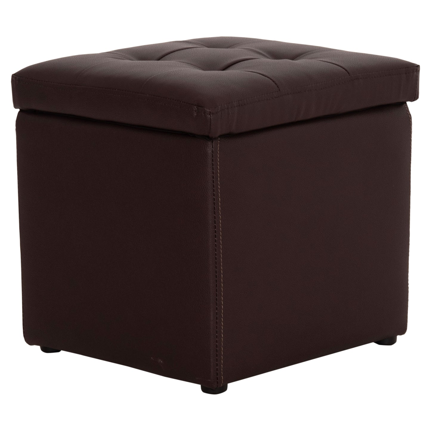 Stool PU with storage space Brown cube HM224.03--38x38x36.5Hcm