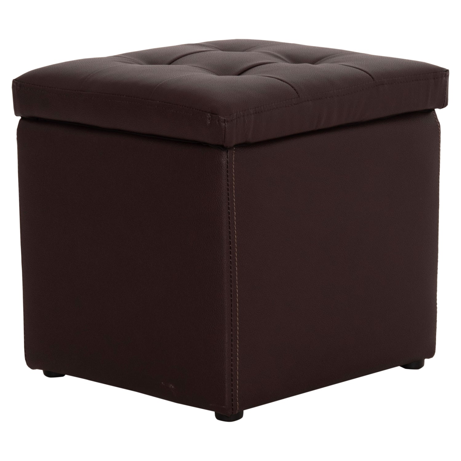 Stool PU with storage space Brown cube HM224.03--38x38x36.5Hcm