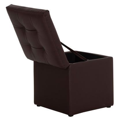 Stool PU with storage space Brown cube HM224.03--38x38x36.5Hcm