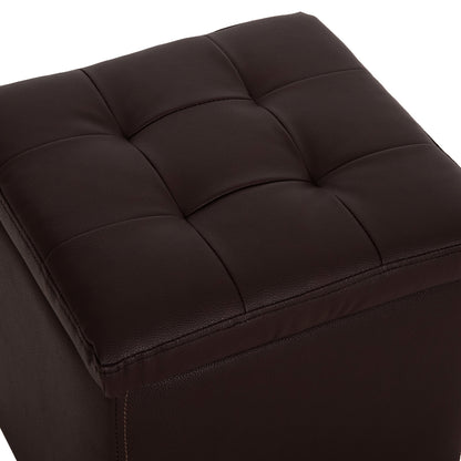 Stool PU with storage space Brown cube HM224.03--38x38x36.5Hcm