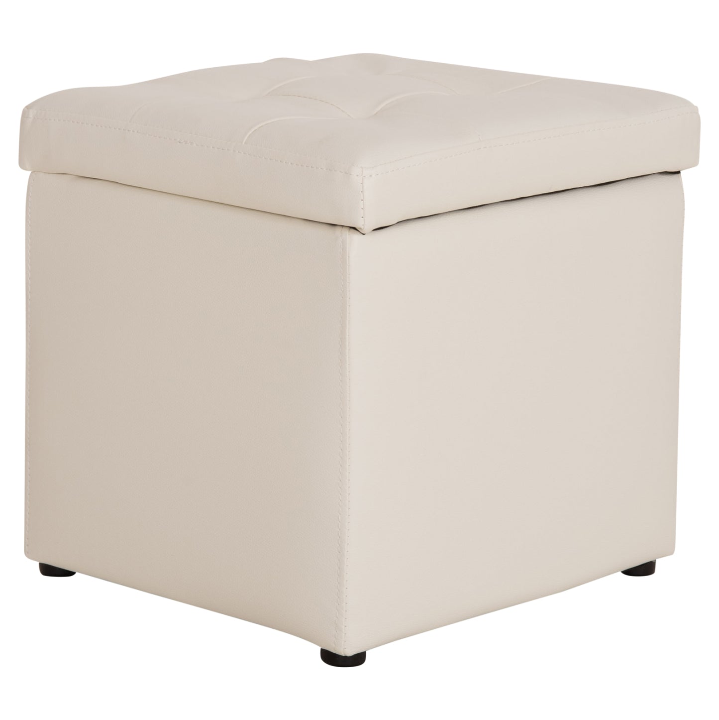 Stool PRO CUBE HM224.02 PU with storage space- white 38x38x36.5Hcm