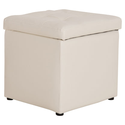 Stool PRO CUBE HM224.02 PU with storage space- white 38x38x36.5Hcm
