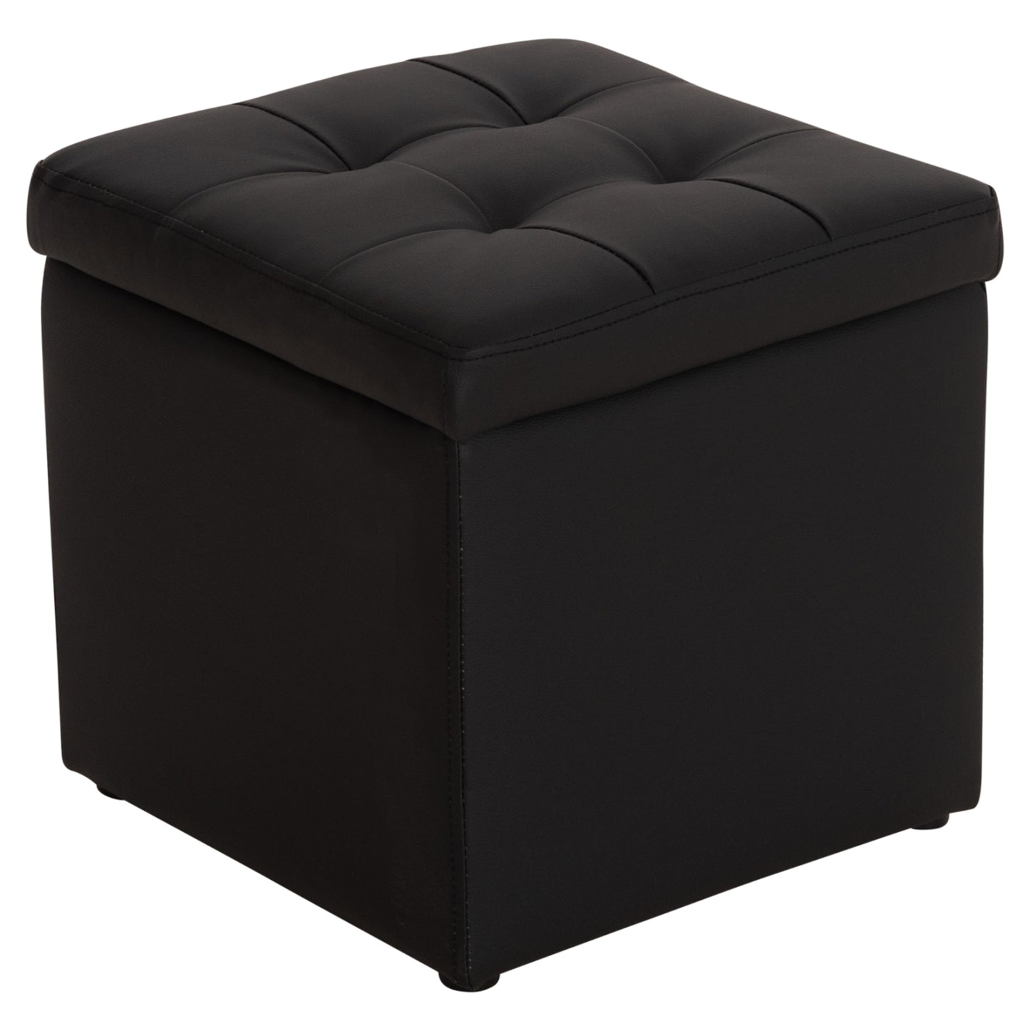 Stool PU with storage space black cube HM224.01 38x38x36.5Hcm
