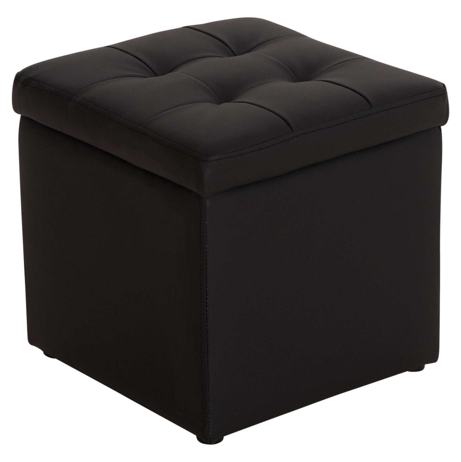 Stool PU with storage space black cube HM224.01 38x38x36.5Hcm