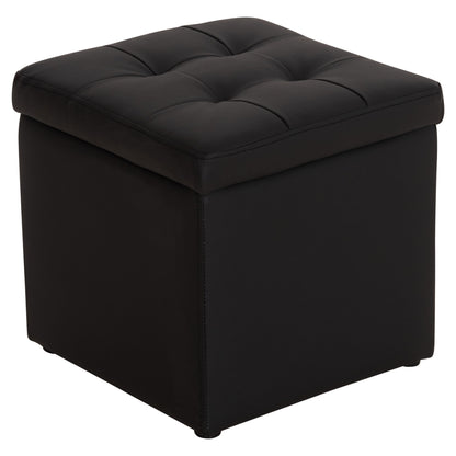 Stool PU with storage space black cube HM224.01 38x38x36.5Hcm