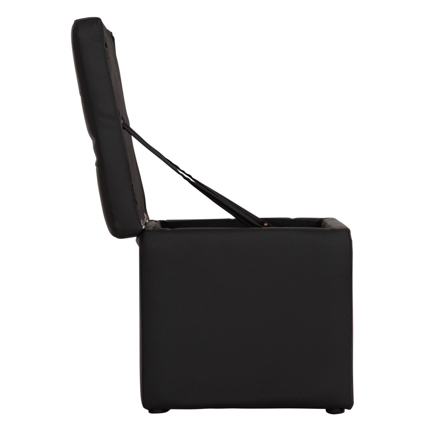 Stool PU with storage space black cube HM224.01 38x38x36.5Hcm