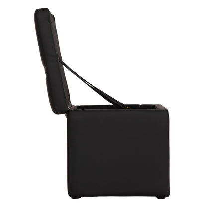 Stool PU with storage space black cube HM224.01 38x38x36.5Hcm