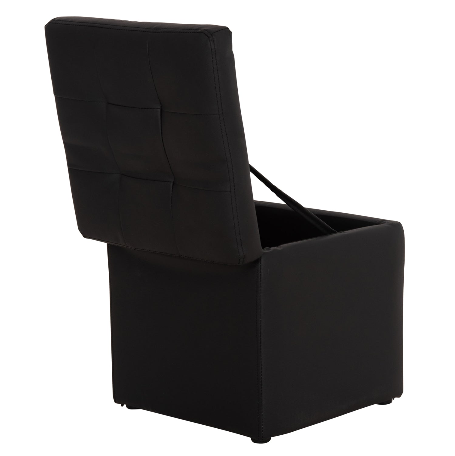 Stool PU with storage space black cube HM224.01 38x38x36.5Hcm