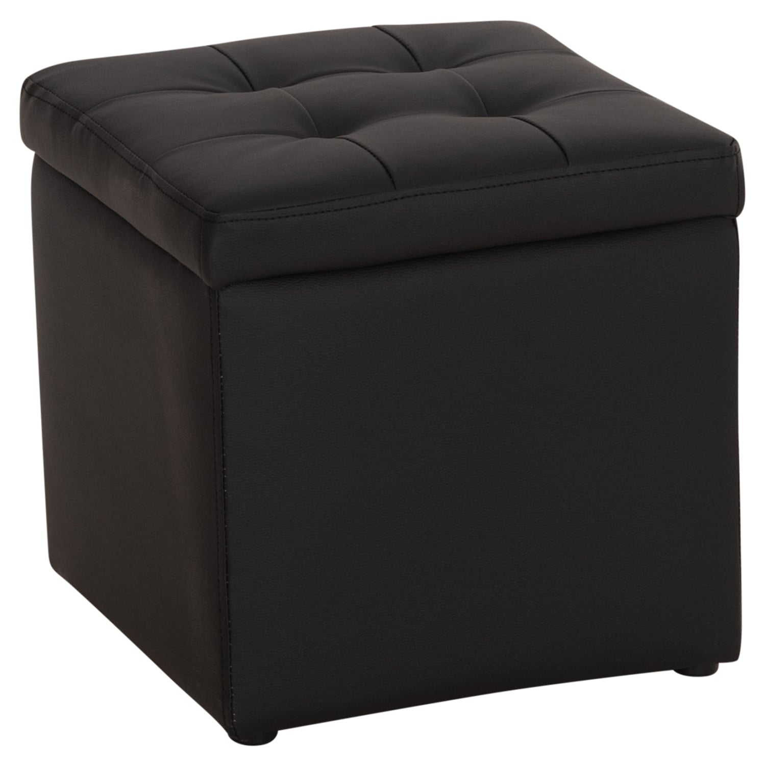 Stool PU with storage space black cube HM224.01 38x38x36.5Hcm