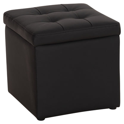Stool PU with storage space black cube HM224.01 38x38x36.5Hcm