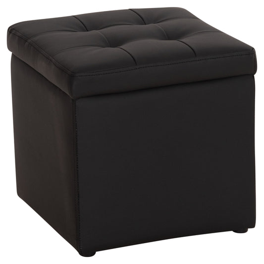 Stool PU with storage space black cube HM224.01 38x38x36.5Hcm