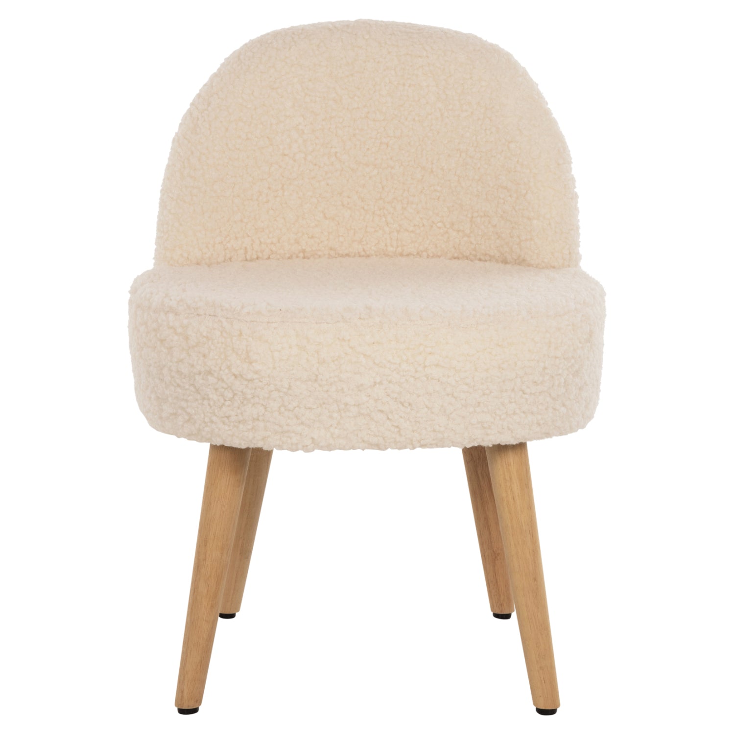 STOOL YASMINE HM8395.23 LOW BACKREST- BOUCLE FABRIC IN WHITE COLOR-WOODEN LEGS 47x46x64,5Hcm.