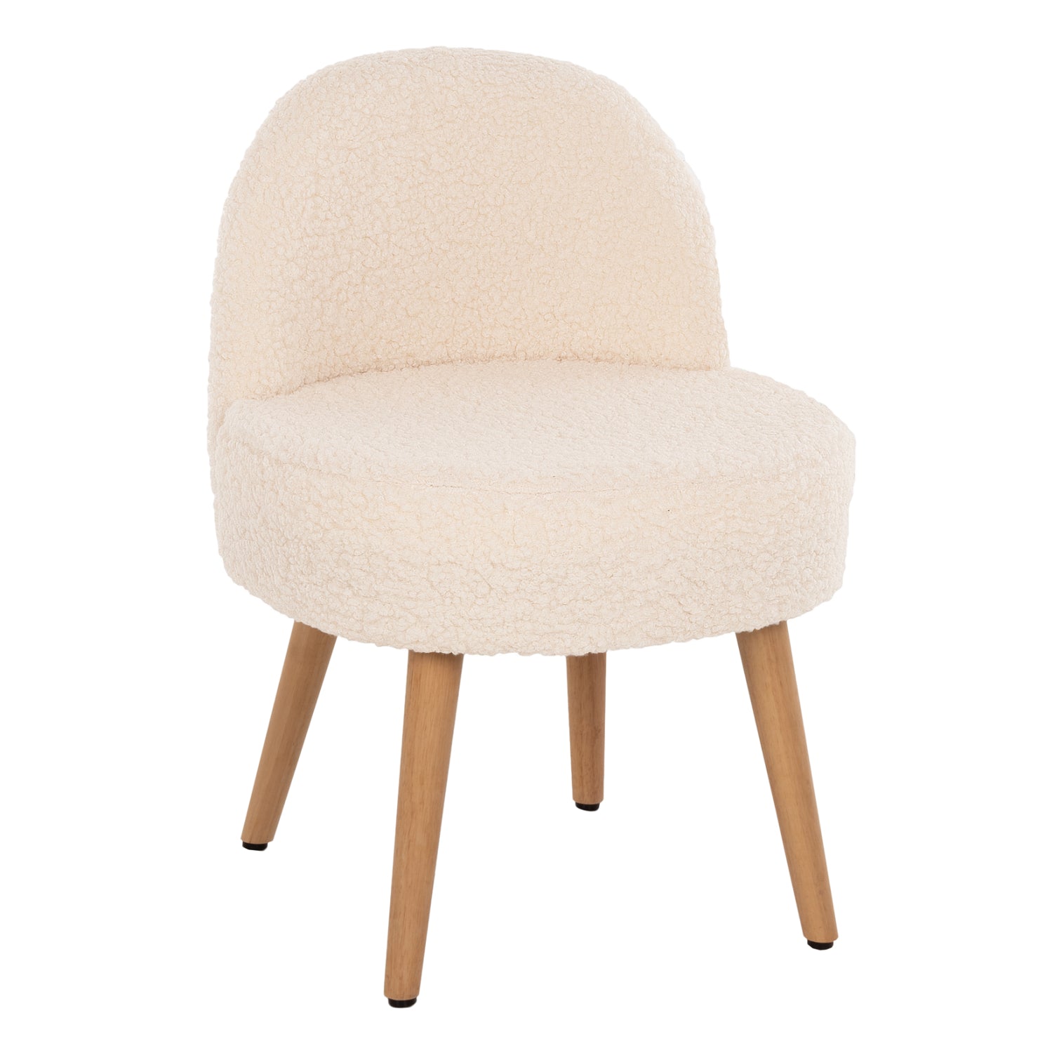 STOOL YASMINE HM8395.23 LOW BACKREST- BOUCLE FABRIC IN WHITE COLOR-WOODEN LEGS 47x46x64,5Hcm.