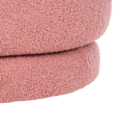 STOOL WITH BACKREST SWIVEL KRIVIO HM9775.02 DUSTY PINK BOUCLE FABRIC 52x53x60Hcm.