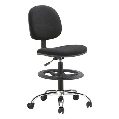 WORK STOOL WITH FOOTREST DROMEN HM1210.01 BLACK FABRIC - CHROMED BASE 48x60x130Hcm.
