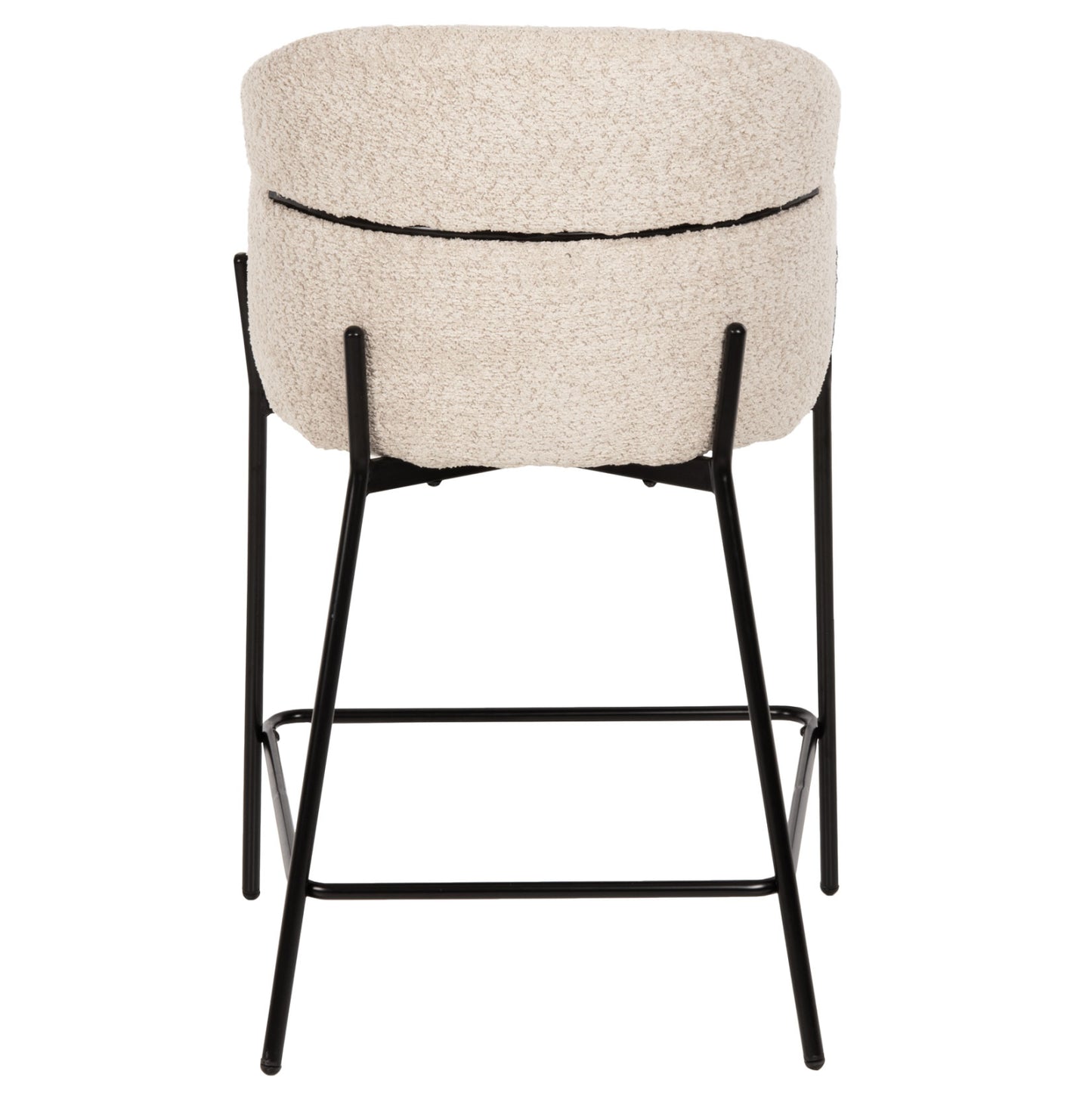 BAR STOOL MEDIUM HEIGHT WOLF HM8584.02 ECRU BOUCLE FABRIC-BLACK METAL LEGS 56x57x98Hcm.