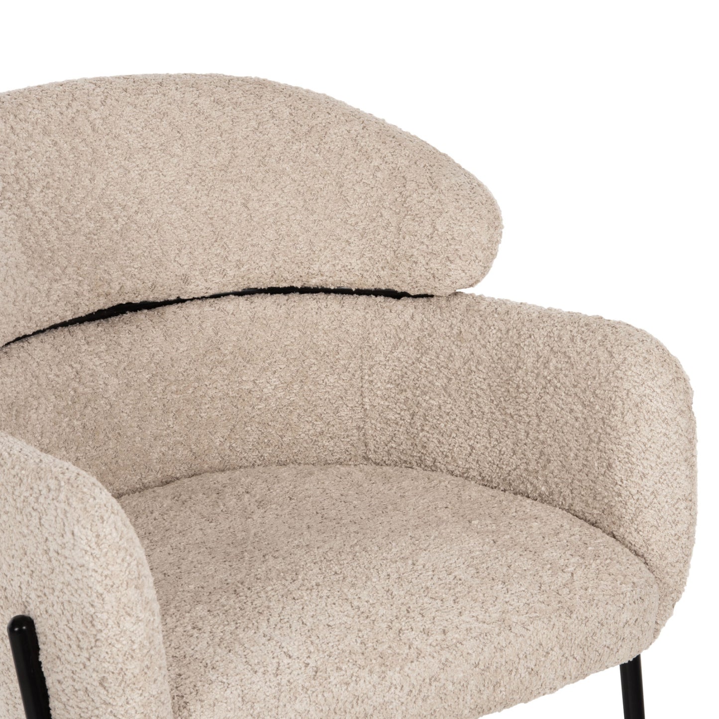 BAR STOOL MEDIUM HEIGHT WOLF HM8584.02 ECRU BOUCLE FABRIC-BLACK METAL LEGS 56x57x98Hcm.