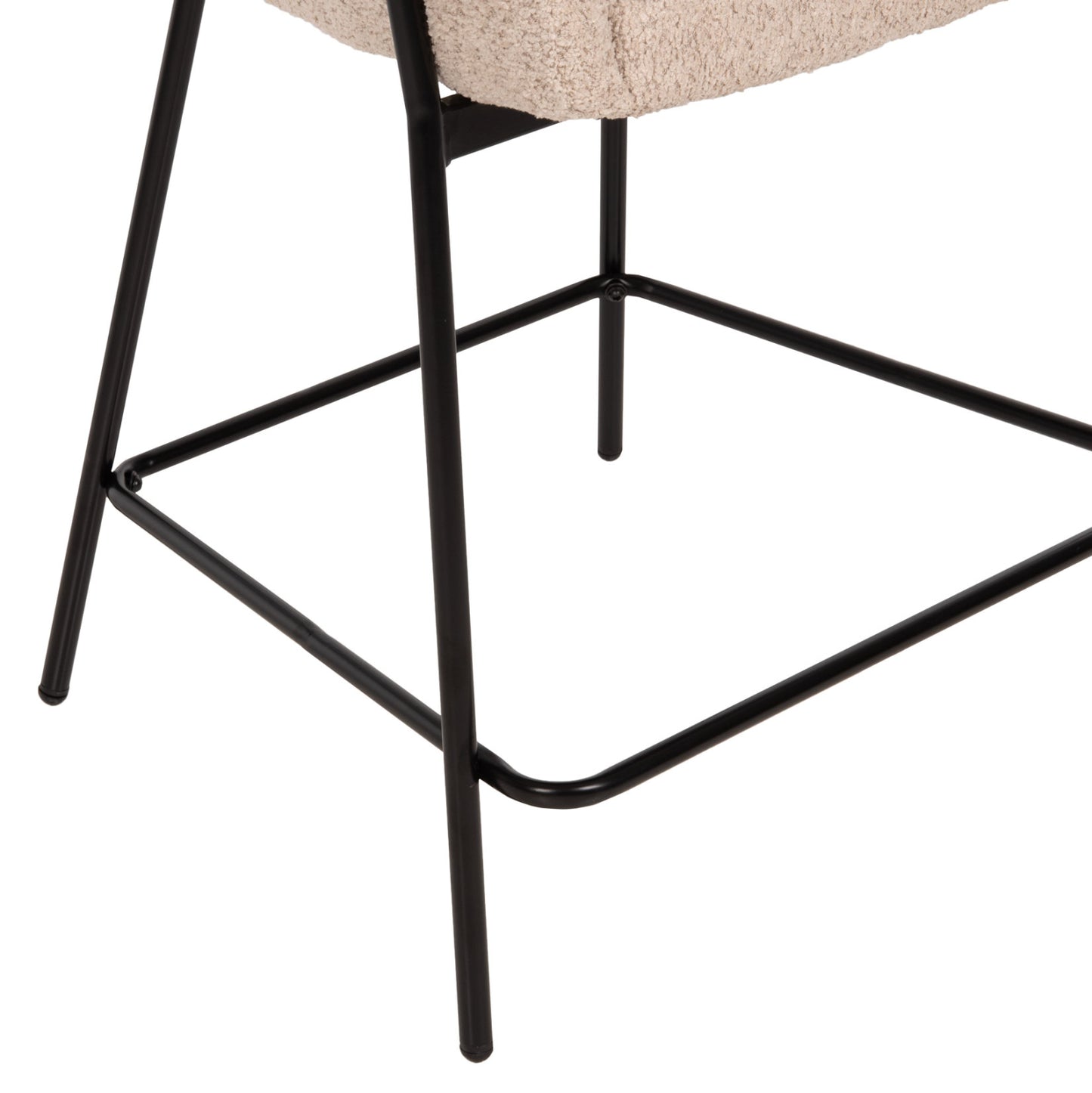 BAR STOOL MEDIUM HEIGHT WOLF HM8584.02 ECRU BOUCLE FABRIC-BLACK METAL LEGS 56x57x98Hcm.