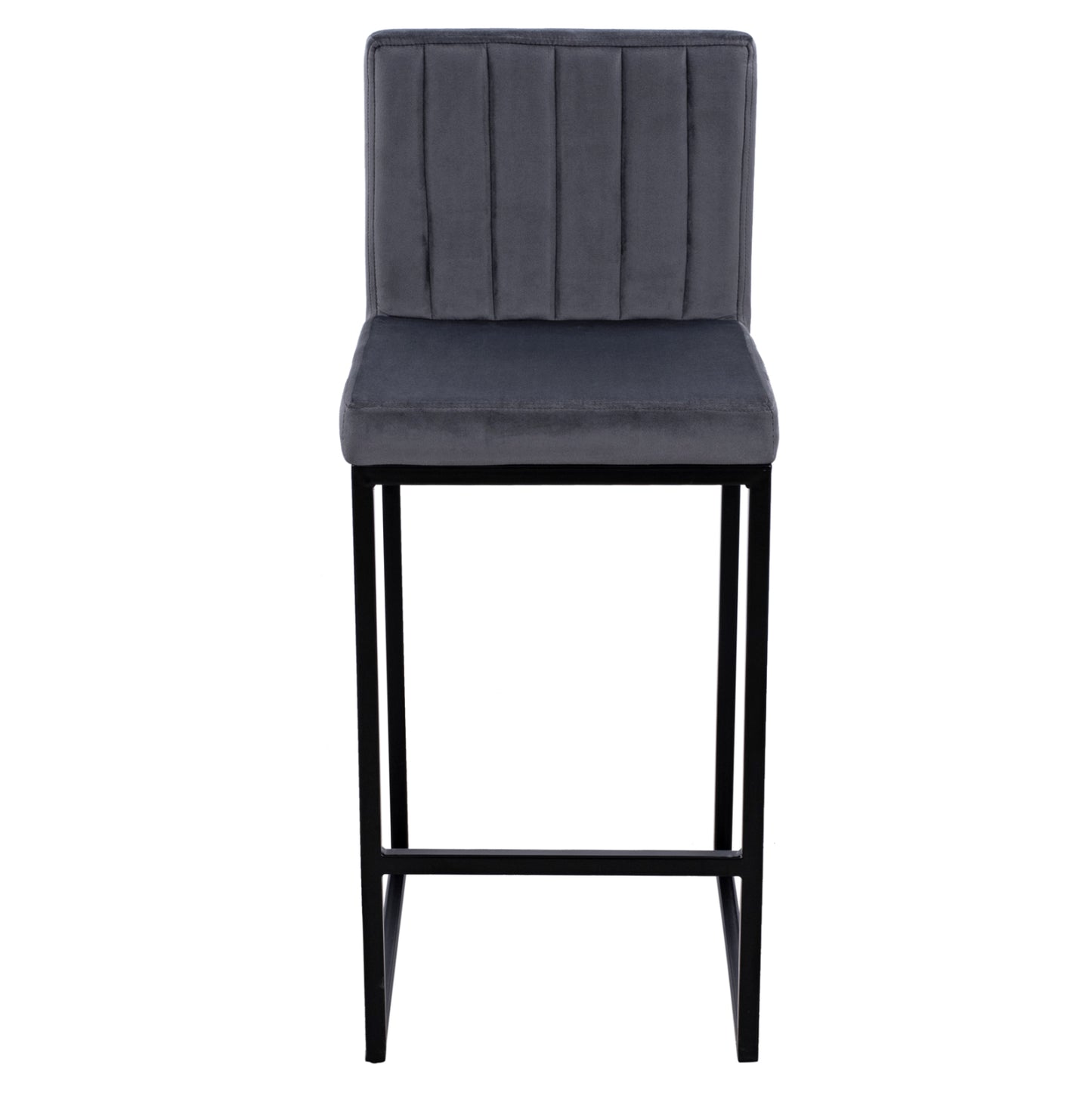Bar Stool Piper Velvet Grey & Black Metallic Frame HM8525.01 40x49x96 cm