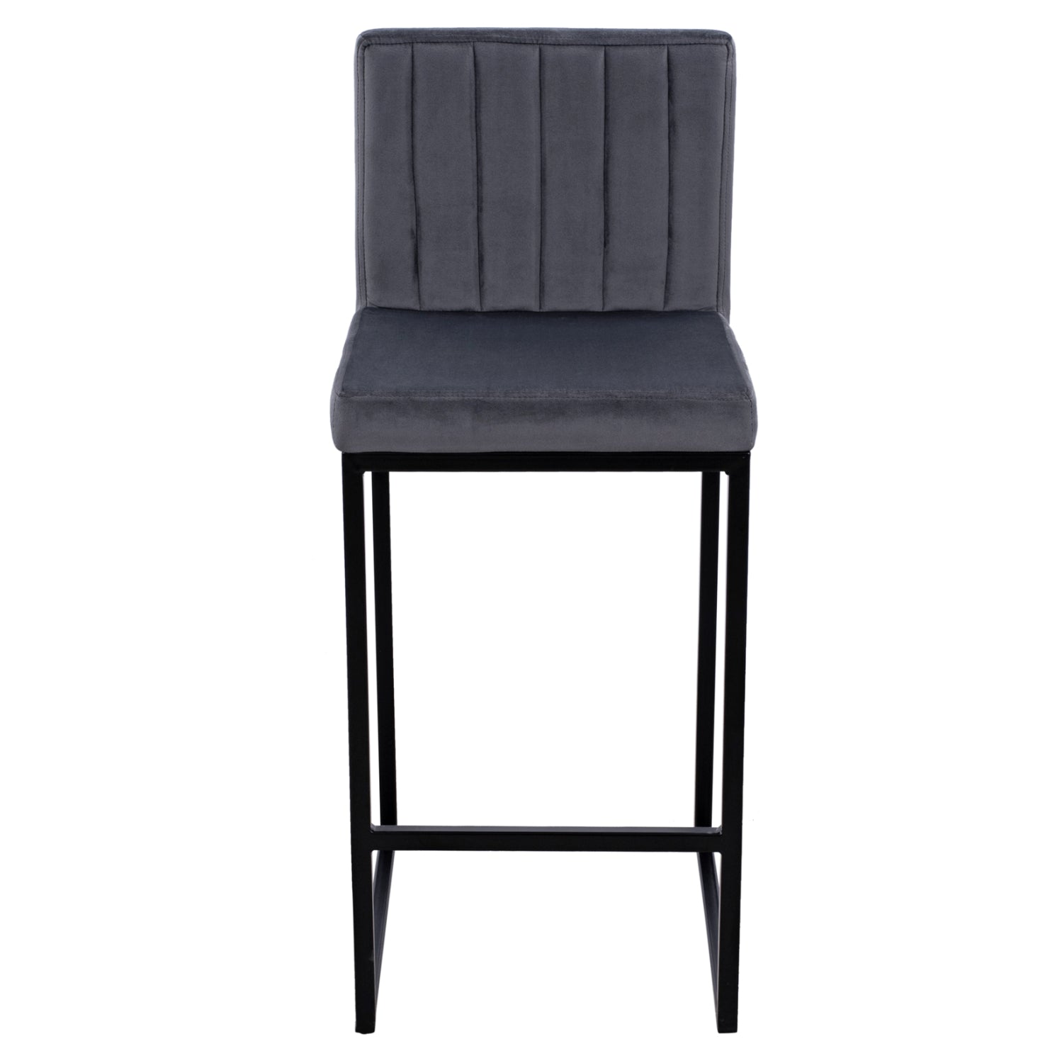 Bar Stool Piper Velvet Grey & Black Metallic Frame HM8525.01 40x49x96 cm
