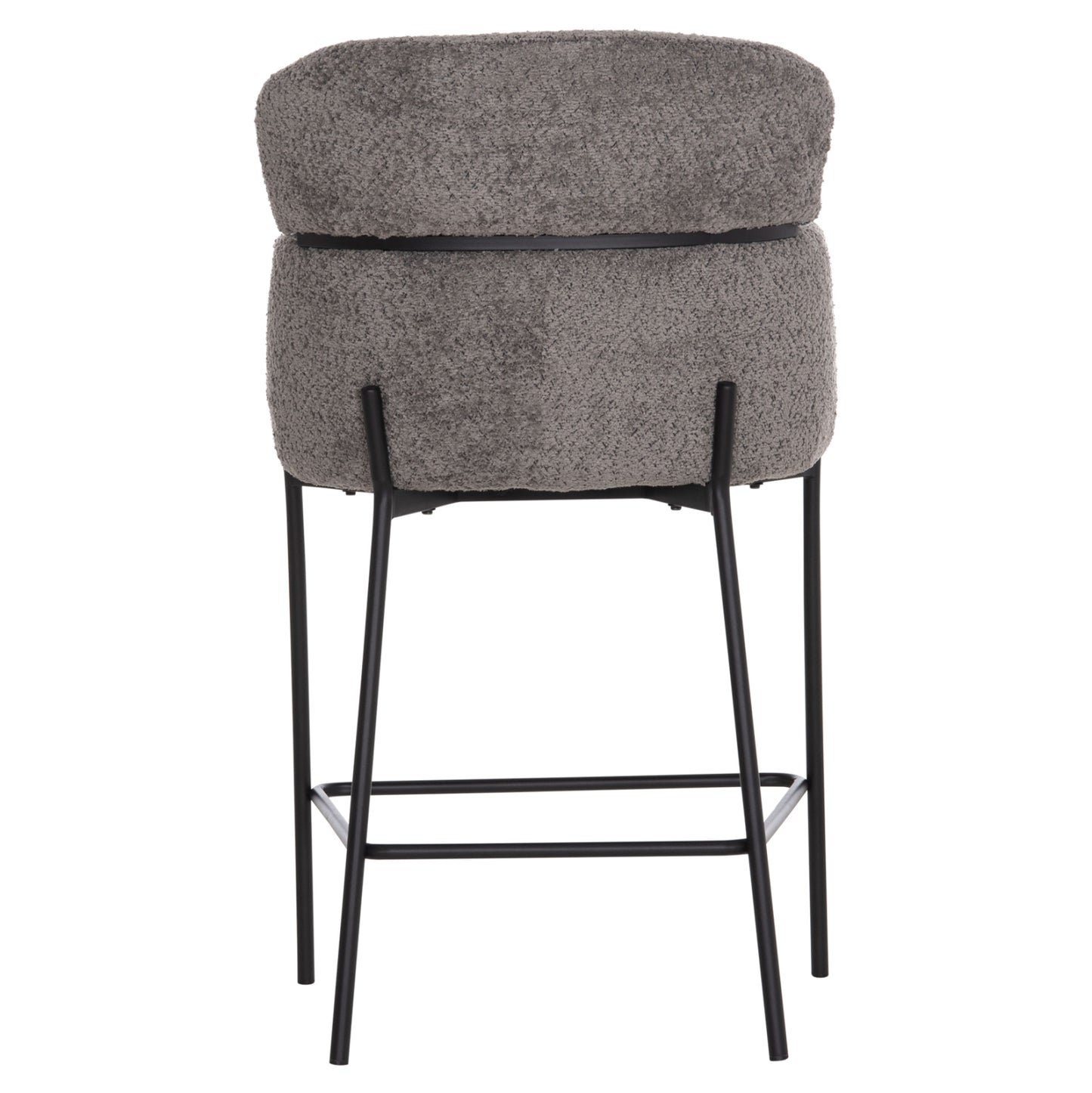 BAR STOOL MEDIUM HEIGHT WOLF HM8584.01 GREY BOUCLE FABRIC-BLACK METAL LEGS 56x57x98Hcm.
