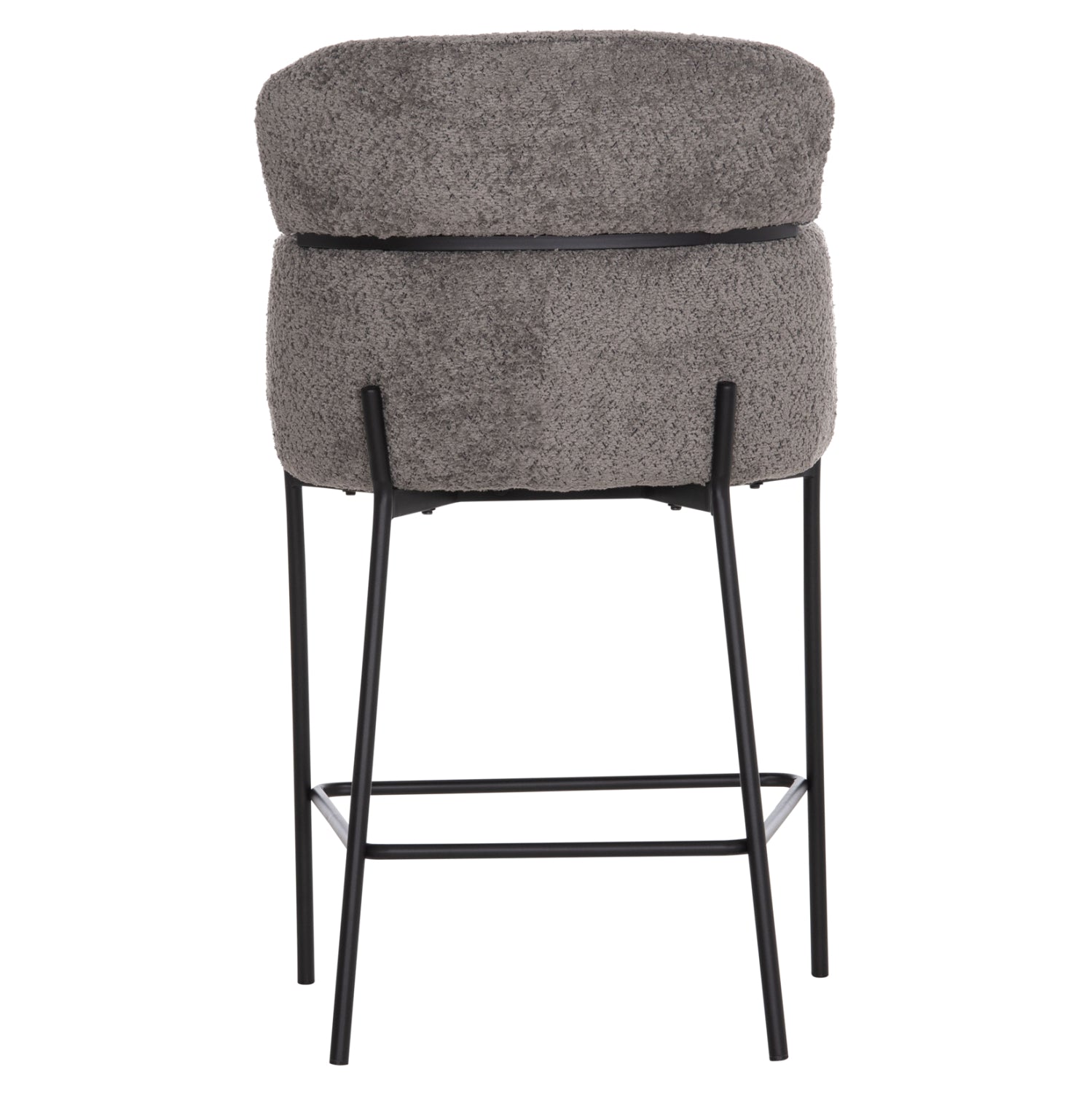 BAR STOOL MEDIUM HEIGHT WOLF HM8584.01 GREY BOUCLE FABRIC-BLACK METAL LEGS 56x57x98Hcm.