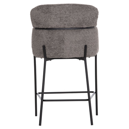 BAR STOOL MEDIUM HEIGHT WOLF HM8584.01 GREY BOUCLE FABRIC-BLACK METAL LEGS 56x57x98Hcm.